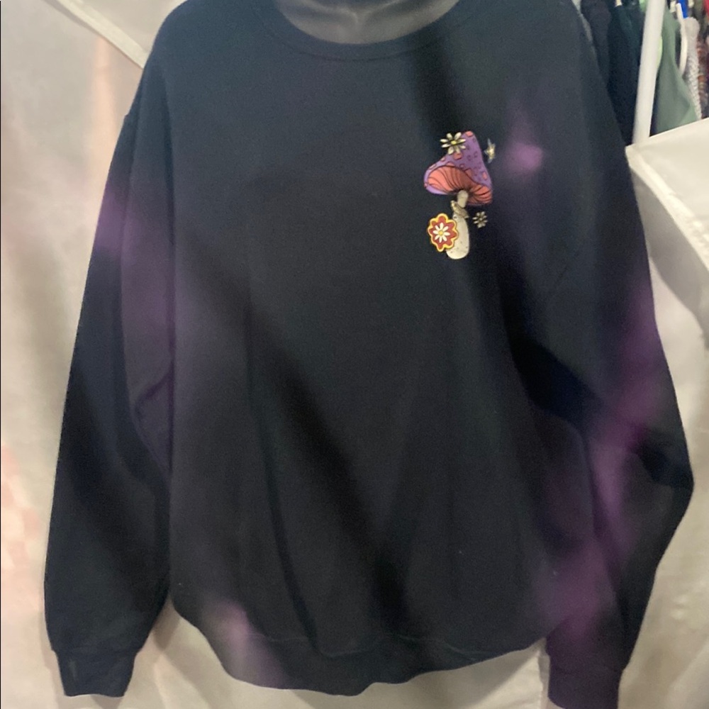 Men’s or women’s Black Sweatshirt with Colorful Mushroom Design